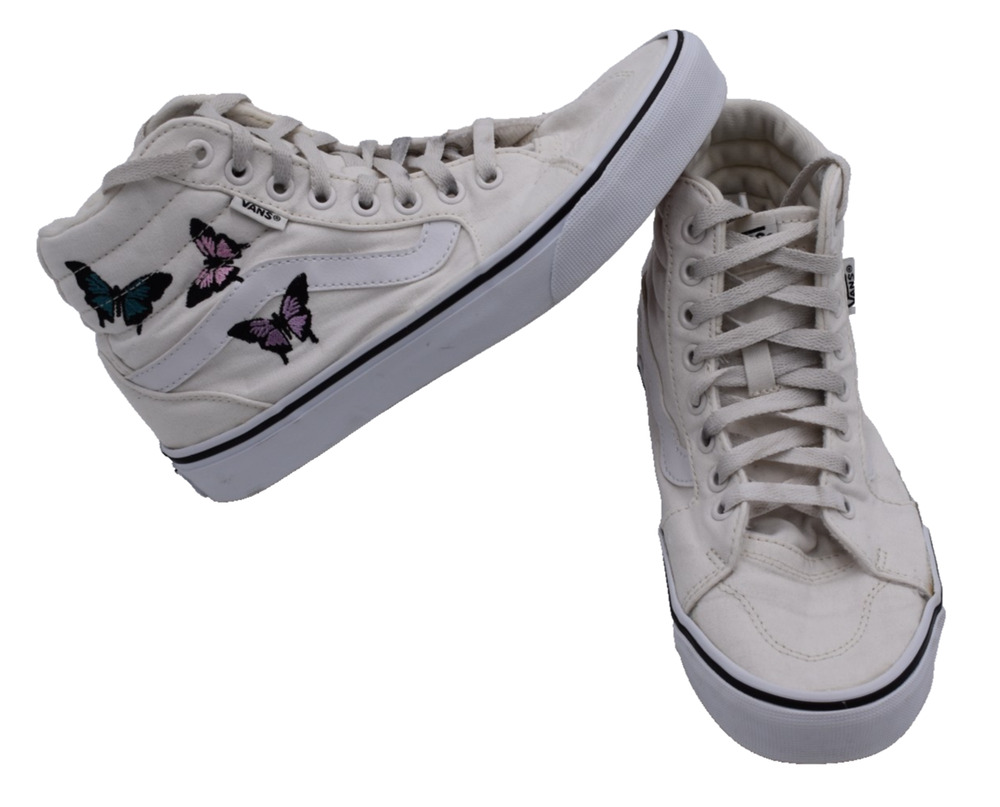VANS Filmore Embroidered Butterfly Hi Top Sneakers - Cream - Womens Sz 7.5